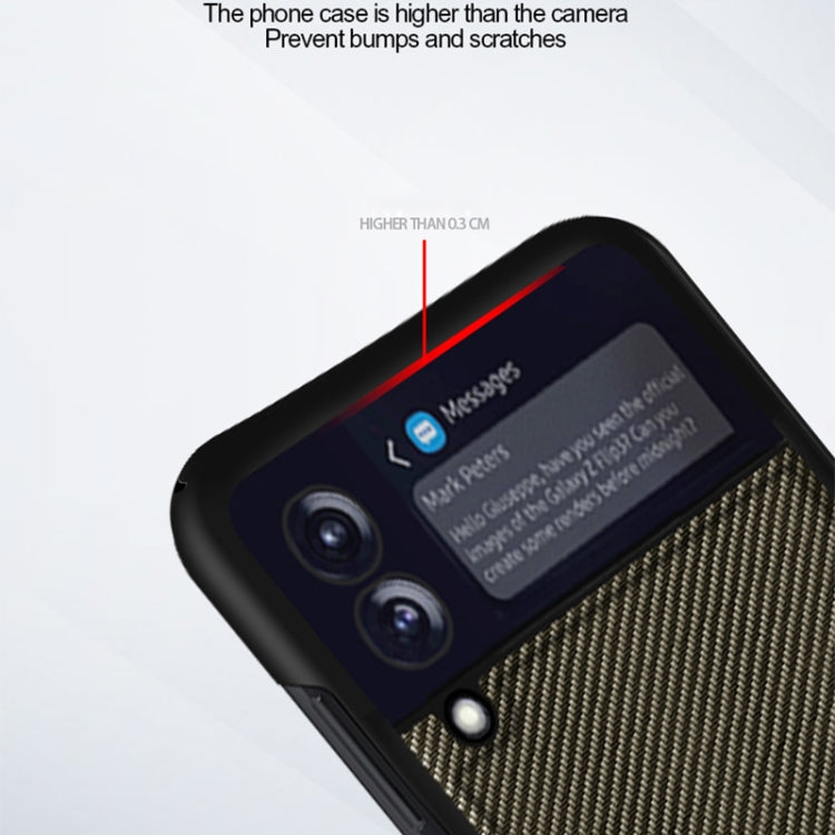 For Samsung Galaxy Z Flip3 5G Solid Color Carbon Fiber Texture PU Shockproof Protective Case(Carbon Gold) by buy2fix