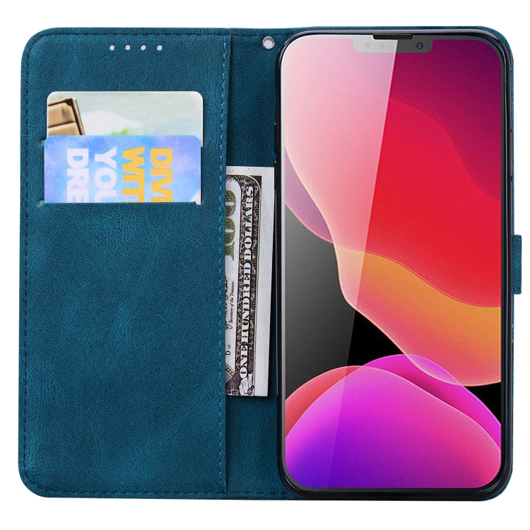 For iPhone 13 mini Retro Skin Feel Butterflies Embossing Horizontal Flip Leather Case with Holder & Card Slots & Wallet (Blue) by buy2fix