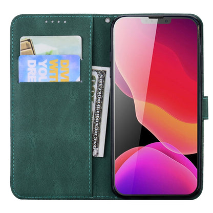 For iPhone 13 mini Retro Skin Feel Butterflies Embossing Horizontal Flip Leather Case with Holder & Card Slots & Wallet (Green) by buy2fix