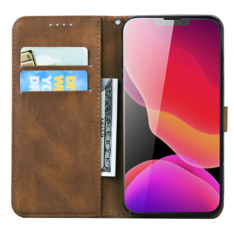 For iPhone 13 mini Retro Skin Feel Butterflies Embossing Horizontal Flip Leather Case with Holder & Card Slots & Wallet (Brown) by buy2fix