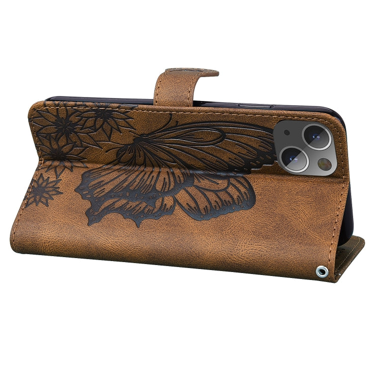 For iPhone 13 mini Retro Skin Feel Butterflies Embossing Horizontal Flip Leather Case with Holder & Card Slots & Wallet (Brown) by buy2fix