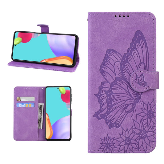For iPhone 13 mini Retro Skin Feel Butterflies Embossing Horizontal Flip Leather Case with Holder & Card Slots & Wallet (Purple) by buy2fix