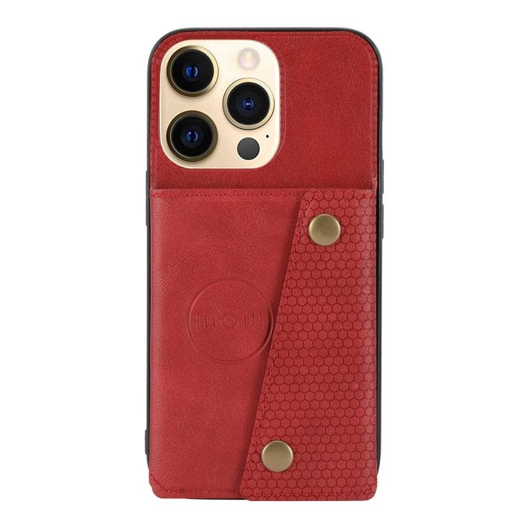 For iPhone 13 mini Double Buckle PU + TPU Shockproof Magnetic Protective Case with Card Slot & Holder (Red) by buy2fix