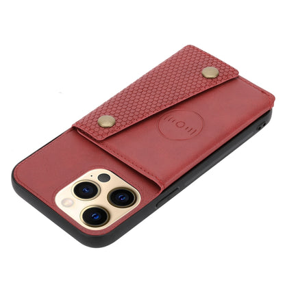 For iPhone 13 mini Double Buckle PU + TPU Shockproof Magnetic Protective Case with Card Slot & Holder (Red) by buy2fix
