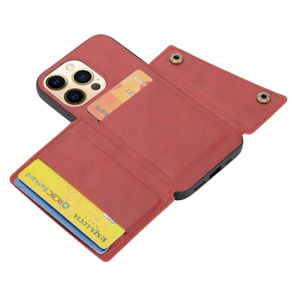 For iPhone 13 mini Double Buckle PU + TPU Shockproof Magnetic Protective Case with Card Slot & Holder (Red) by buy2fix