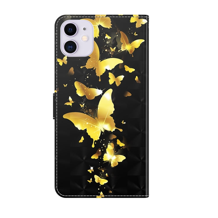 For iPhone 13 mini 3D Painting Pattern Horizontal Flip TPU + PU Leather Case with Holder & Card Slots & Wallet (Gold Butterflies) by buy2fix