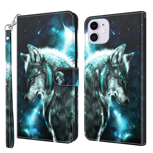 For iPhone 13 mini 3D Painting Pattern Horizontal Flip TPU + PU Leather Case with Holder & Card Slots & Wallet (Wolf) by buy2fix