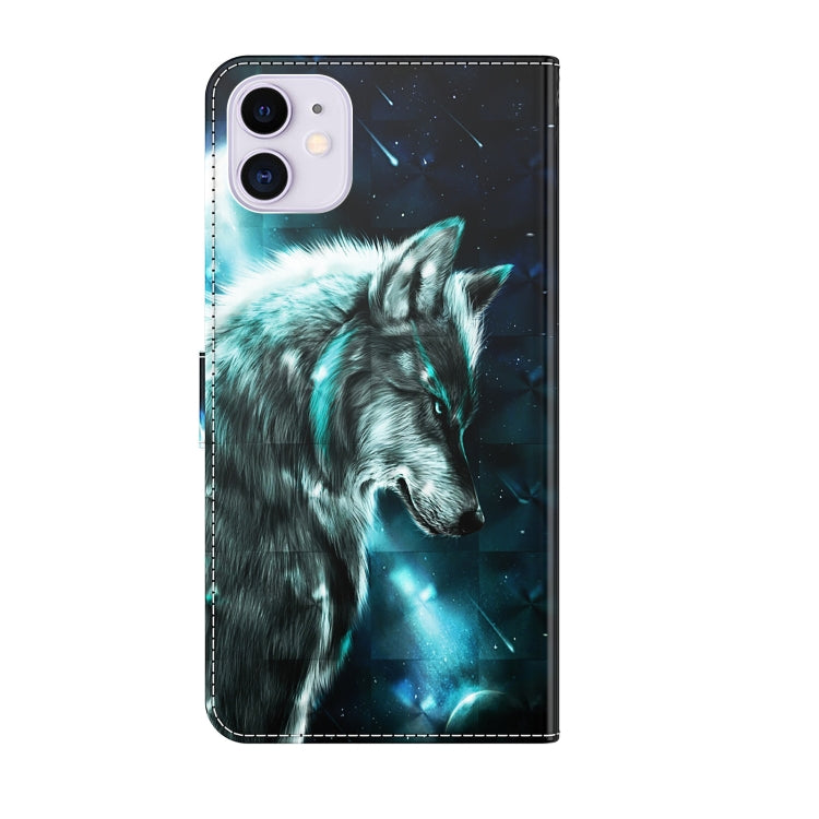 For iPhone 13 mini 3D Painting Pattern Horizontal Flip TPU + PU Leather Case with Holder & Card Slots & Wallet (Wolf) by buy2fix
