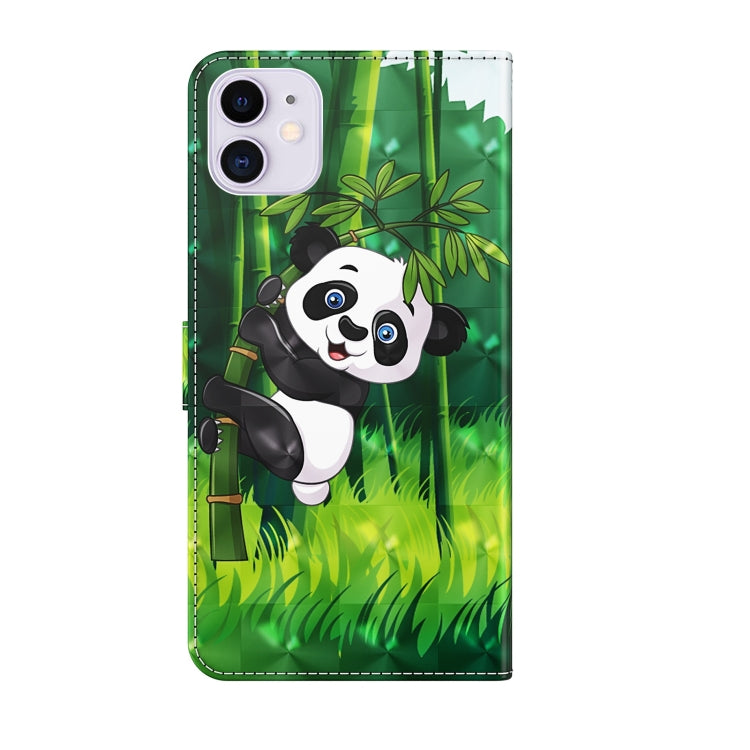 For iPhone 13 mini 3D Painting Pattern Horizontal Flip TPU + PU Leather Case with Holder & Card Slots & Wallet (Panda Climbing Bamboo) by buy2fix