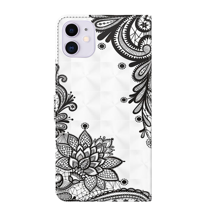 For iPhone 13 mini 3D Painting Pattern Horizontal Flip TPU + PU Leather Case with Holder & Card Slots & Wallet (Diagonal Black Flower) by buy2fix