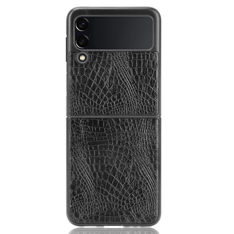 For Samsung Galaxy Z Flip3 5G Shockproof Crocodile Texture PC + PU Case(Black) by buy2fix
