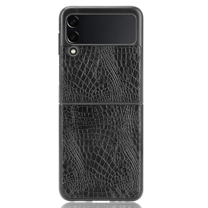 For Samsung Galaxy Z Flip3 5G Shockproof Crocodile Texture PC + PU Case(Black) by buy2fix