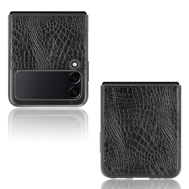 For Samsung Galaxy Z Flip3 5G Shockproof Crocodile Texture PC + PU Case(Black) by buy2fix