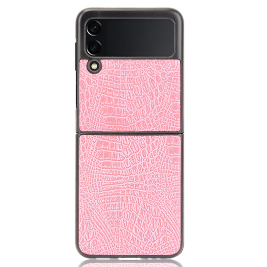 For Samsung Galaxy Z Flip3 5G Shockproof Crocodile Texture PC + PU Case(Pink) by buy2fix