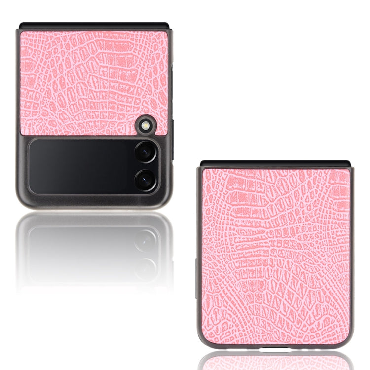 For Samsung Galaxy Z Flip3 5G Shockproof Crocodile Texture PC + PU Case(Pink) by buy2fix