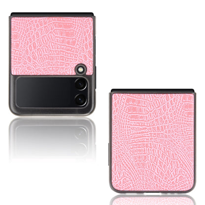 For Samsung Galaxy Z Flip3 5G Shockproof Crocodile Texture PC + PU Case(Pink) by buy2fix