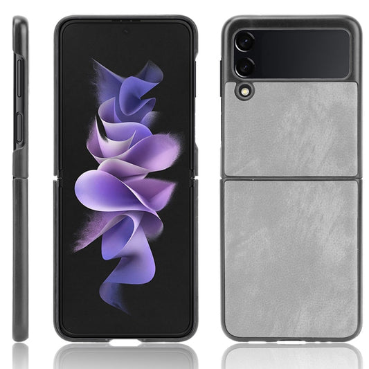 For Samsung Galaxy Z Flip3 5G Shockproof Litchi Texture PC + PU Case(Grey) by buy2fix