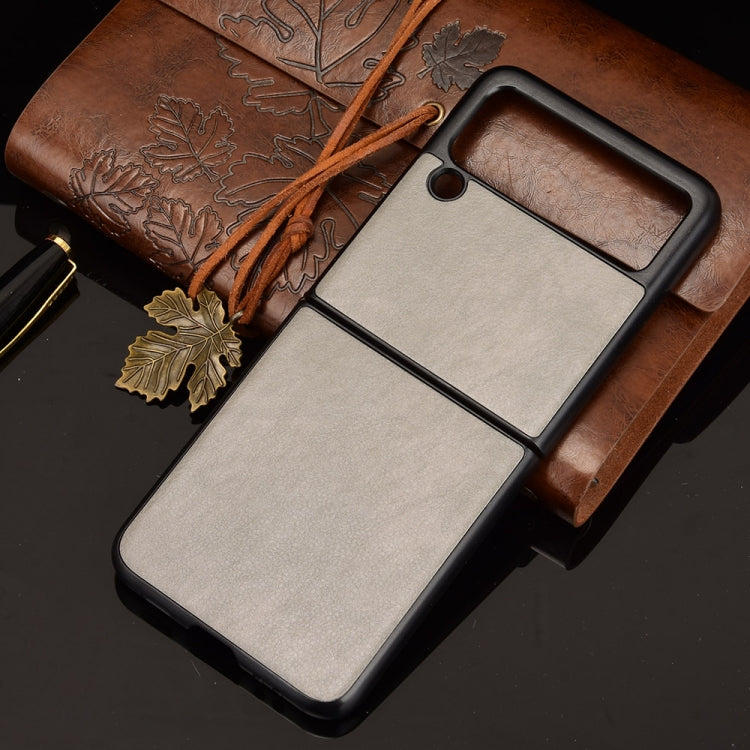 For Samsung Galaxy Z Flip3 5G Shockproof Litchi Texture PC + PU Case(Grey) by buy2fix