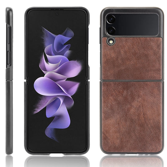 For Samsung Galaxy Z Flip3 5G Shockproof Litchi Texture PC + PU Case(Brown)