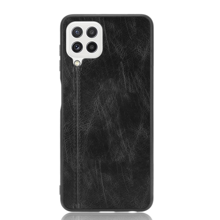 For Samsung Galaxy A22 4G Shockproof Sewing Cow Pattern Skin PC + PU + TPU Case(Black) by buy2fix