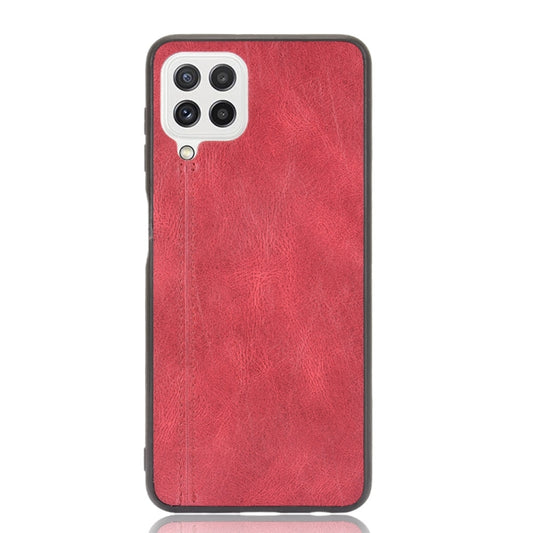 For Samsung Galaxy A22 4G Shockproof Sewing Cow Pattern Skin PC + PU + TPU Case(Red) by buy2fix