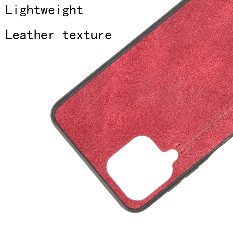 For Samsung Galaxy A22 4G Shockproof Sewing Cow Pattern Skin PC + PU + TPU Case(Red) by buy2fix