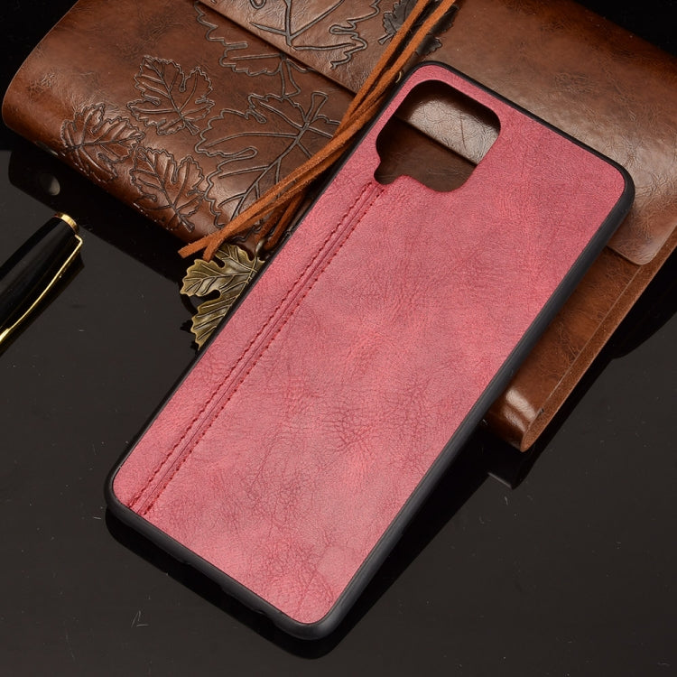 For Samsung Galaxy A22 4G Shockproof Sewing Cow Pattern Skin PC + PU + TPU Case(Red) by buy2fix