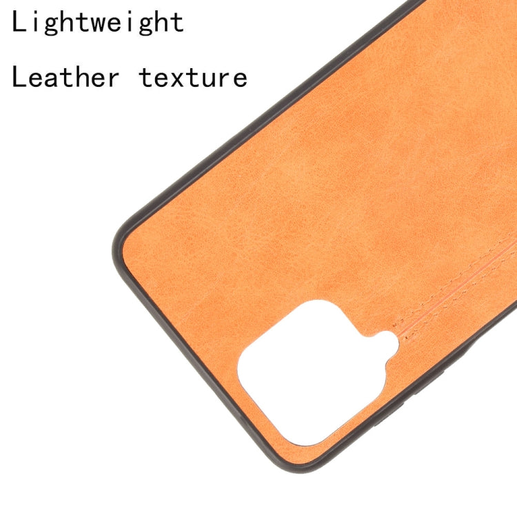 For Samsung Galaxy A22 4G Shockproof Sewing Cow Pattern Skin PC + PU + TPU Case(Orange) by buy2fix