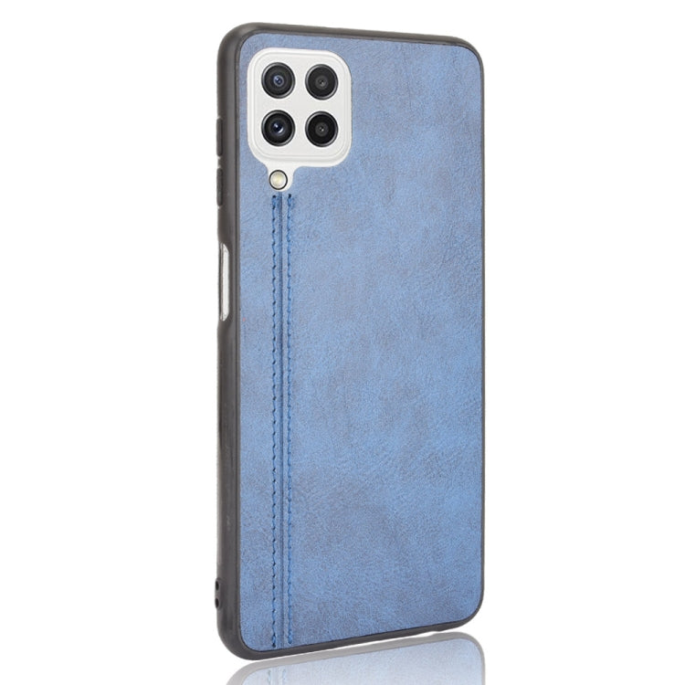 For Samsung Galaxy A22 4G Shockproof Sewing Cow Pattern Skin PC + PU + TPU Case(Blue) by buy2fix