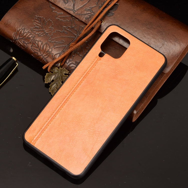 For Samsung Galaxy M32 4G Shockproof Sewing Cow Pattern Skin PC + PU + TPU Case(Orange) by buy2fix