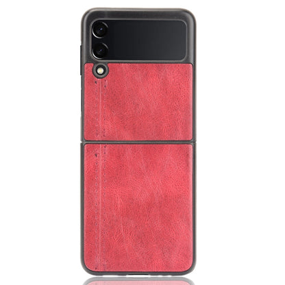 For Samsung Galaxy Z Flip3 5G Shockproof Sewing Cow Pattern Skin PC + PU + TPU Case(Red) by buy2fix