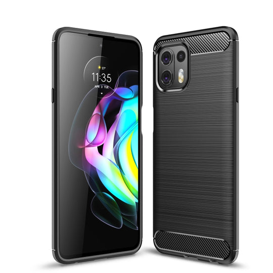 For Motorola Moto Edge 20 Lite Brushed Texture Carbon Fiber TPU Case(Black)