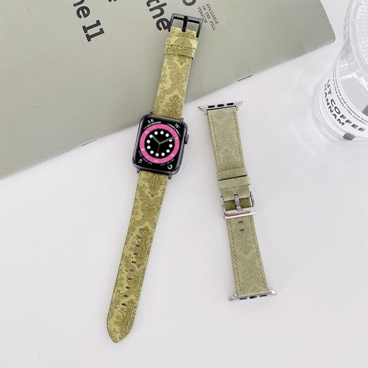 Ethnic Style Leather Watch Band For Apple Watch Ultra 49mm&Watch Ultra 2 49mm / Series 9&8&7 45mm / SE 3&SE 2&6&SE&5&4 44mm / 3&2&1 42mm by buy2fix