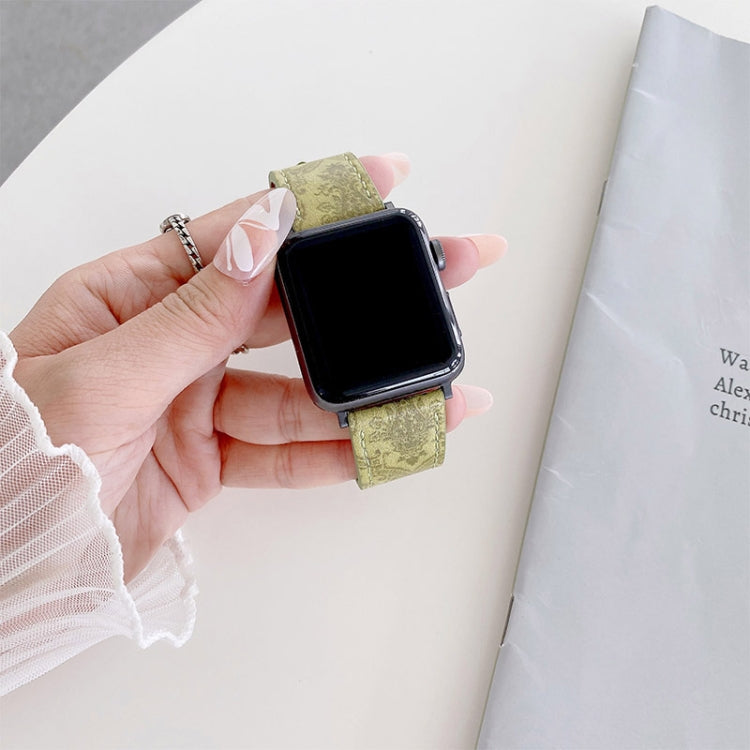 Ethnic Style Leather Watch Band For Apple Watch Series 9&8&7 41mm / SE 3&SE 2&6&SE&5&4 40mm / 3&2&1 38mm by buy2fix