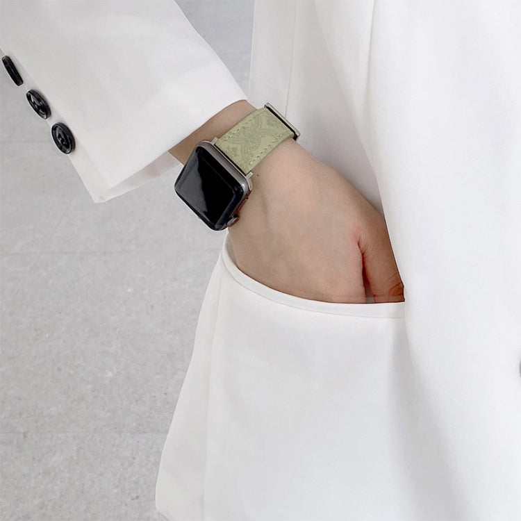 Ethnic Style Leather Watch Band For Apple Watch Series 9&8&7 41mm / SE 3&SE 2&6&SE&5&4 40mm / 3&2&1 38mm by buy2fix