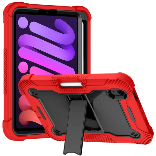 For iPad mini 2024 / mini 6 Silicone + PC Shockproof Protective Tablet Case with Holder(Red + Black) - iPad mini 6 Cases by buy2fix | Online Shopping UK | buy2fix