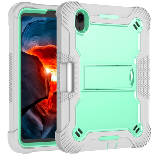 For iPad mini 2024 / mini 6 Silicone + PC Shockproof Protective Tablet Case with Holder(Gray + Green) - iPad mini 6 Cases by buy2fix | Online Shopping UK | buy2fix