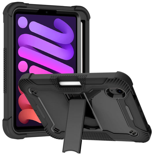 For iPad mini 2024 / mini 6 Silicone + PC Shockproof Protective Tablet Case with Holder(Black) - iPad mini 6 Cases by buy2fix | Online Shopping UK | buy2fix