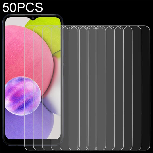 For Samsung Galaxy A03s 50 PCS 0.26mm 9H 2.5D Tempered Glass Film