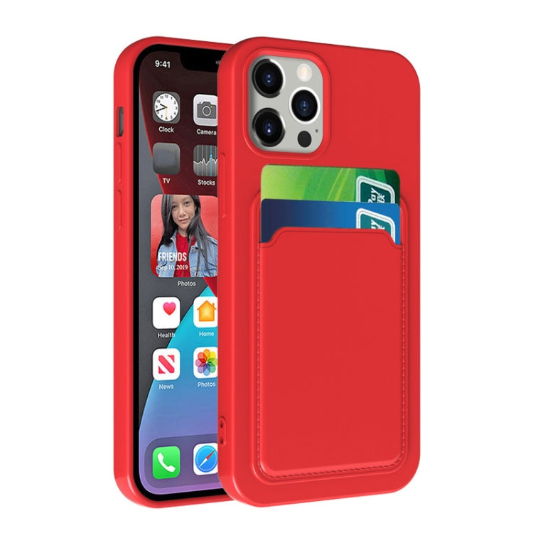 For iPhone 13 mini TPU + Flannel Lining Shockproof Case with Card Slots (Pink Orange) by buy2fix