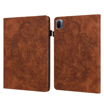 For Xiaomi Pad 5 Pro / Pad 5 Peacock Embossed Pattern TPU + PU Horizontal Flip Leather Case with Holder & Card Slots & Wallet & Sleep / Wake-up Function(Brown) by buy2fix