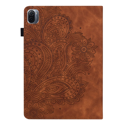 For Xiaomi Pad 5 Pro / Pad 5 Peacock Embossed Pattern TPU + PU Horizontal Flip Leather Case with Holder & Card Slots & Wallet & Sleep / Wake-up Function(Brown) by buy2fix