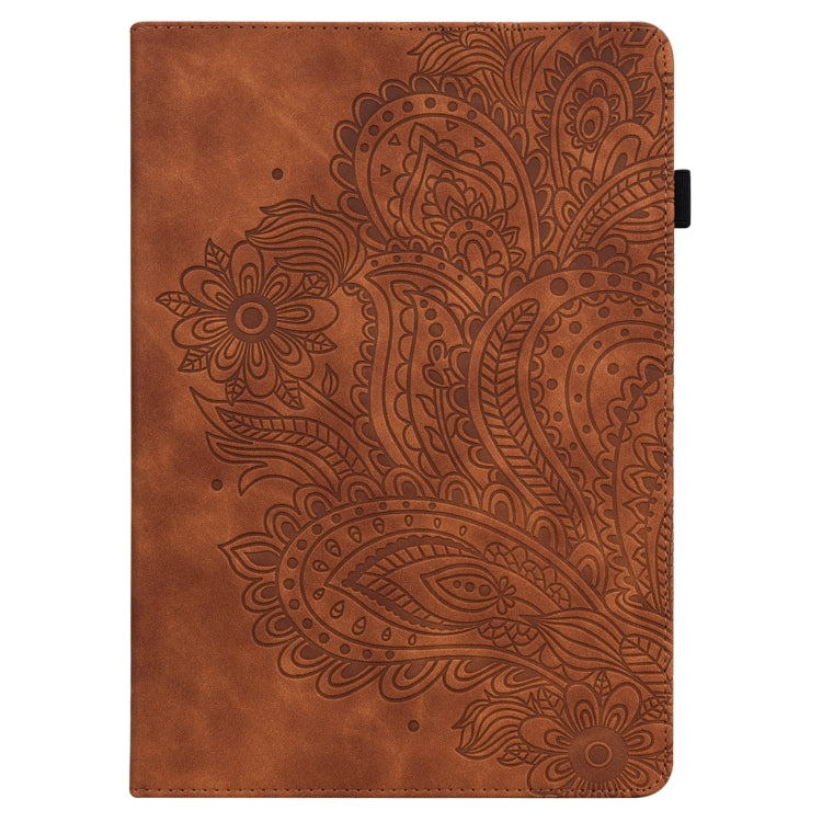 For Xiaomi Pad 5 Pro / Pad 5 Peacock Embossed Pattern TPU + PU Horizontal Flip Leather Case with Holder & Card Slots & Wallet & Sleep / Wake-up Function(Brown) by buy2fix