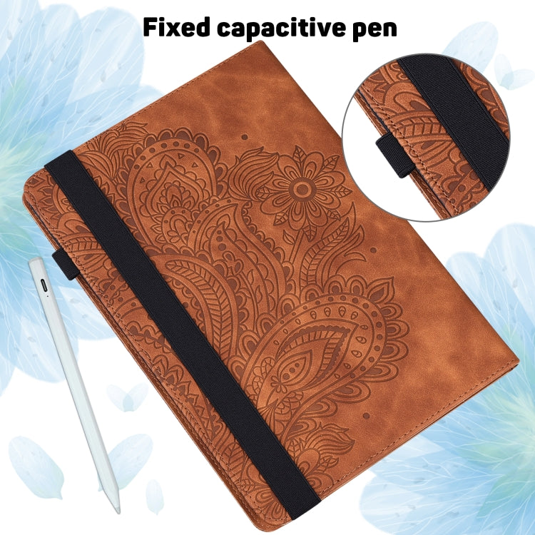 For Xiaomi Pad 5 Pro / Pad 5 Peacock Embossed Pattern TPU + PU Horizontal Flip Leather Case with Holder & Card Slots & Wallet & Sleep / Wake-up Function(Brown) by buy2fix