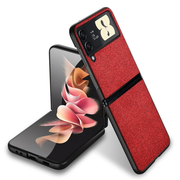 For Samsung Galaxy Z Flip3 5G Sea Sand Cloth Texture Shockproof PC+ TPU Protective Case(Red) by buy2fix