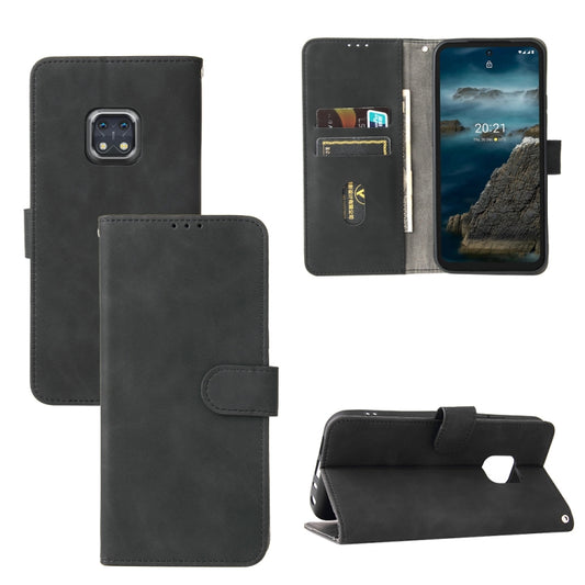Solid Color Skin Feel Magnetic Buckle Horizontal Flip Calf Texture PU Leather Case with Holder & Card Slots & Wallet For Nokia XR20(Black) by buy2fix