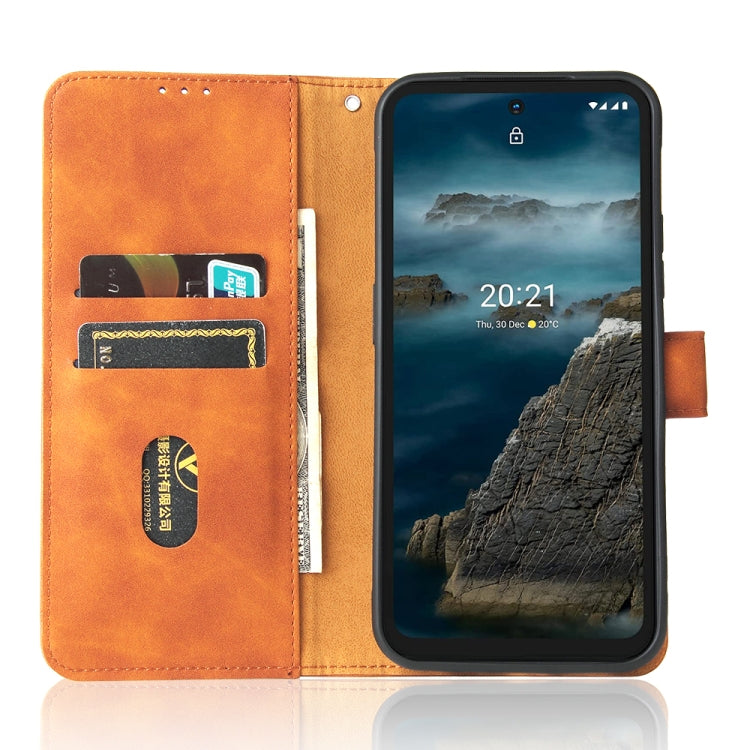 Solid Color Skin Feel Magnetic Buckle Horizontal Flip Calf Texture PU Leather Case with Holder & Card Slots & Wallet For Nokia XR20(Brown) by buy2fix
