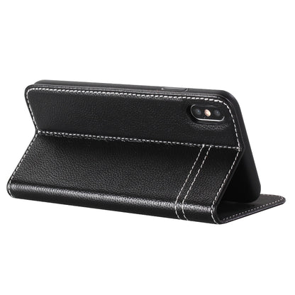 For iPhone XR GEBEI Top-grain Leather Horizontal Flip Protective Case with Holder & Card Slots(Black) - More iPhone Cases by GEBEI | Online Shopping UK | buy2fix
