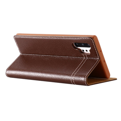 For Galaxy Note 10+ GEBEI Top-grain Leather Horizontal Flip Protective Case with Holder & Card Slots(Brown) - Galaxy Phone Cases by GEBEI | Online Shopping UK | buy2fix