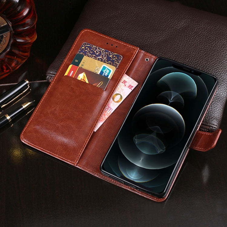 For iPhone 13 idewei Crazy Horse Texture Horizontal Flip Leather Case with Holder & Card Slots & Wallet(Brown) - iPhone 13 Cases by idewei | Online Shopping UK | buy2fix